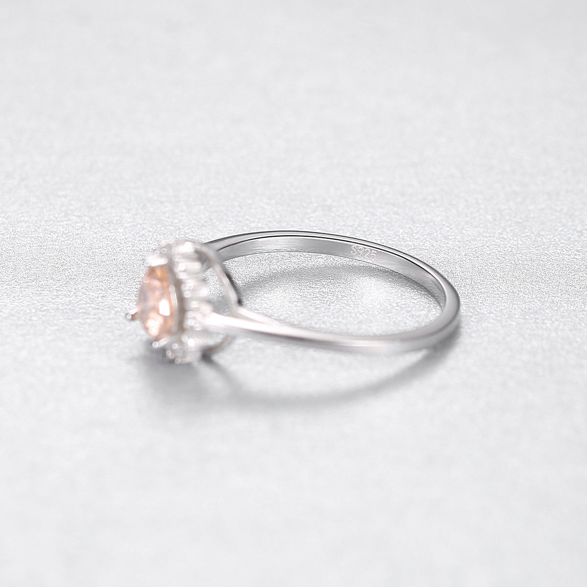 טבעת סילבר סטרלינג 925 בצורת לב עם יהלום זירקון מורגניט